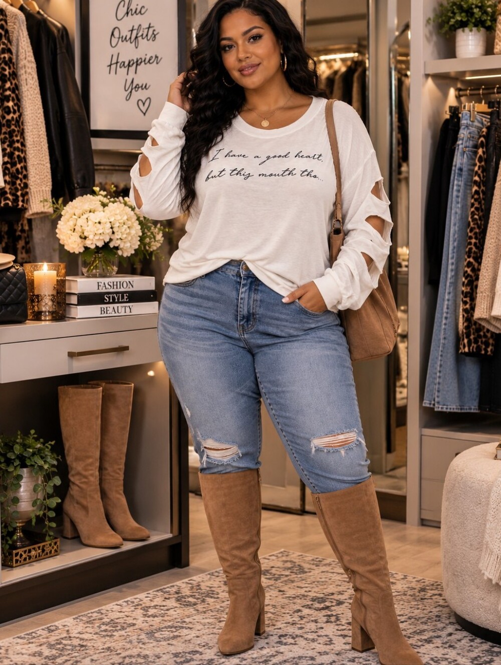 ✨ Ripped Sleeve Sweatshirt Medium ✨“I have a good heart, but this mouth tho...